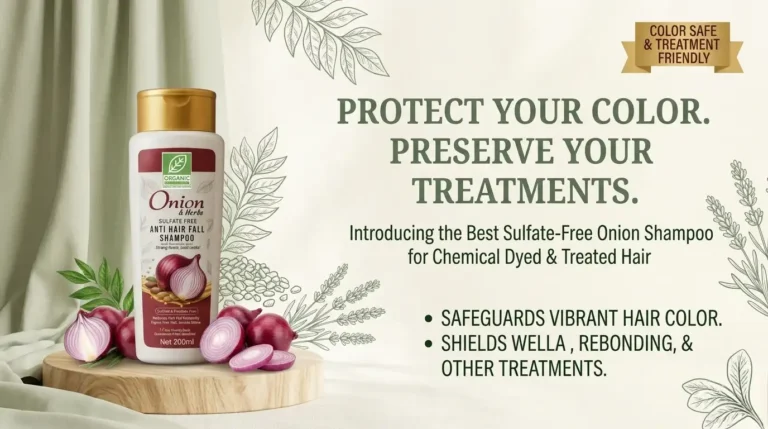 Organic Studio Onion Sulfate-Free Shampoo 200ml enriched with onion extract, aloe vera, tea tree oil, amla, and botanical ingredients for gentle cleansing and healthier-looking hair in Pakistan.