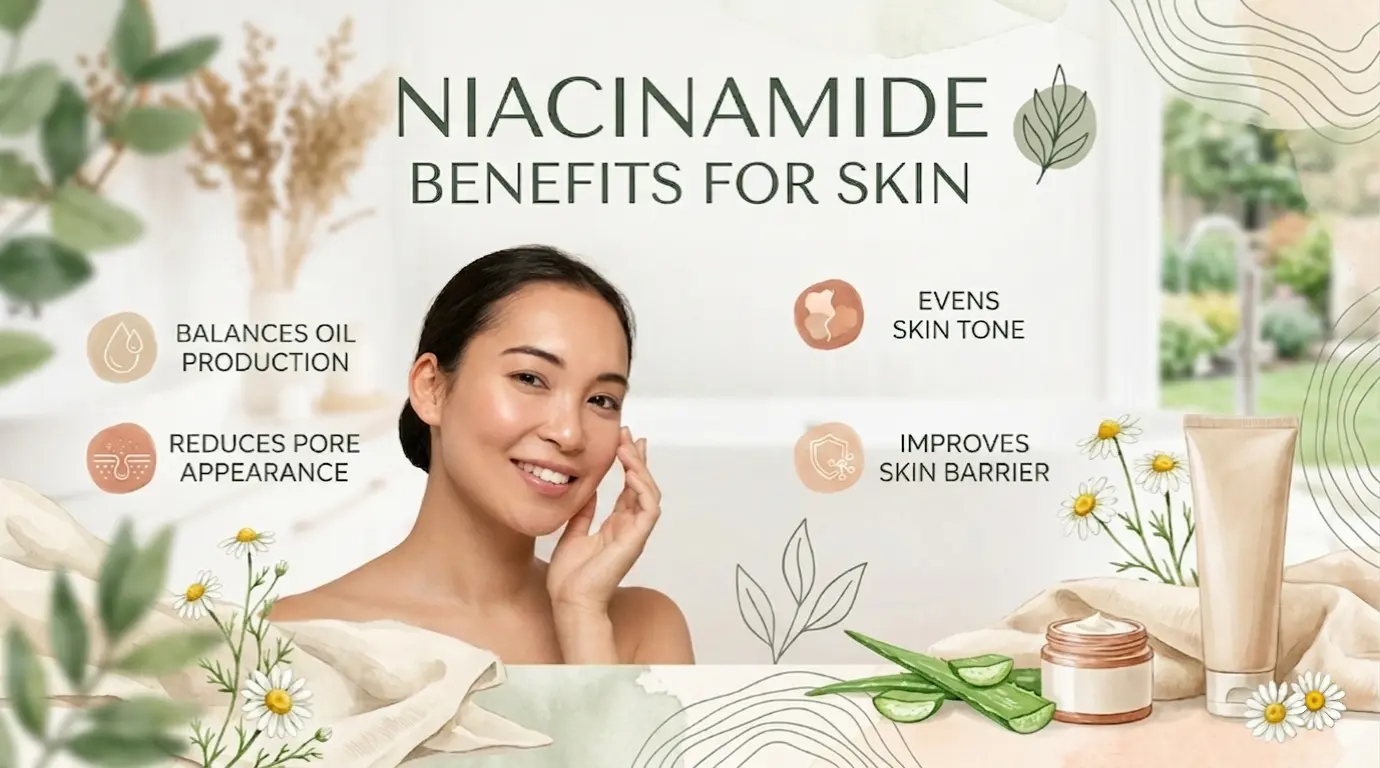 Niacinamide benefits for skin including oil control, pore care, skin tone and barrier support