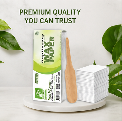 Non woven wax strips pack with wooden spatula
