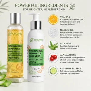 Brightening Duo Key Ingredients Vitamin C Niacinamide Aloe Vera and Alpha Arbutin skincare ingredients