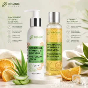 Brightening skin care duo with Vitamin C face wash and Niacinamide moisturizer