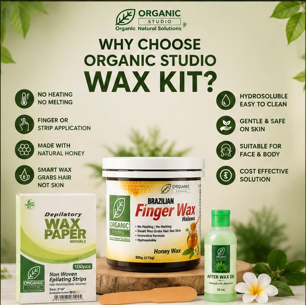 Organic Studio Honey Halawa Wax Kit with hydrosoluble wax, natural honey formula and After Wax Oil