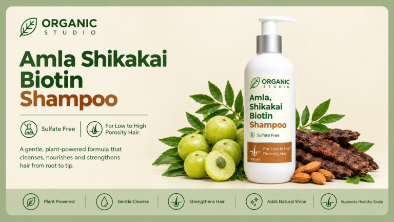 Organic Studio Amla Shikakai Biotin Shampoo - sulfate free shampoo for low to high porosity hair with amla, shikakai and biotin